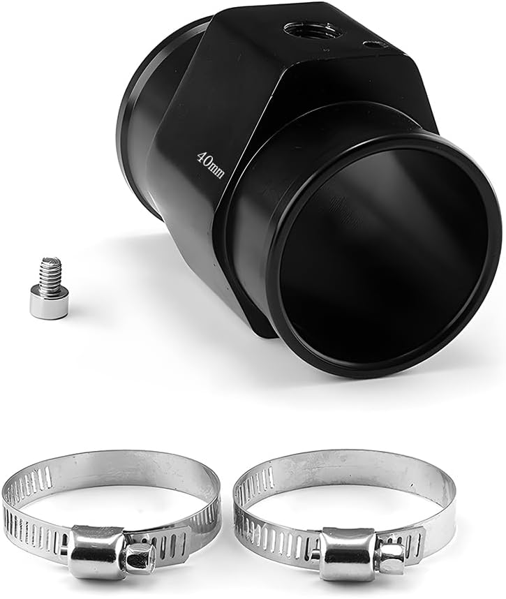 Wevdn Water Temp Joint Pipe, 40mm Aluminum Radiator Sensor Adapter with 2 Hose Clamps, Universal Water Temp Meter Temperature Gauge Joint Pipe Adapter Connector, Car Accessories - Image 1
